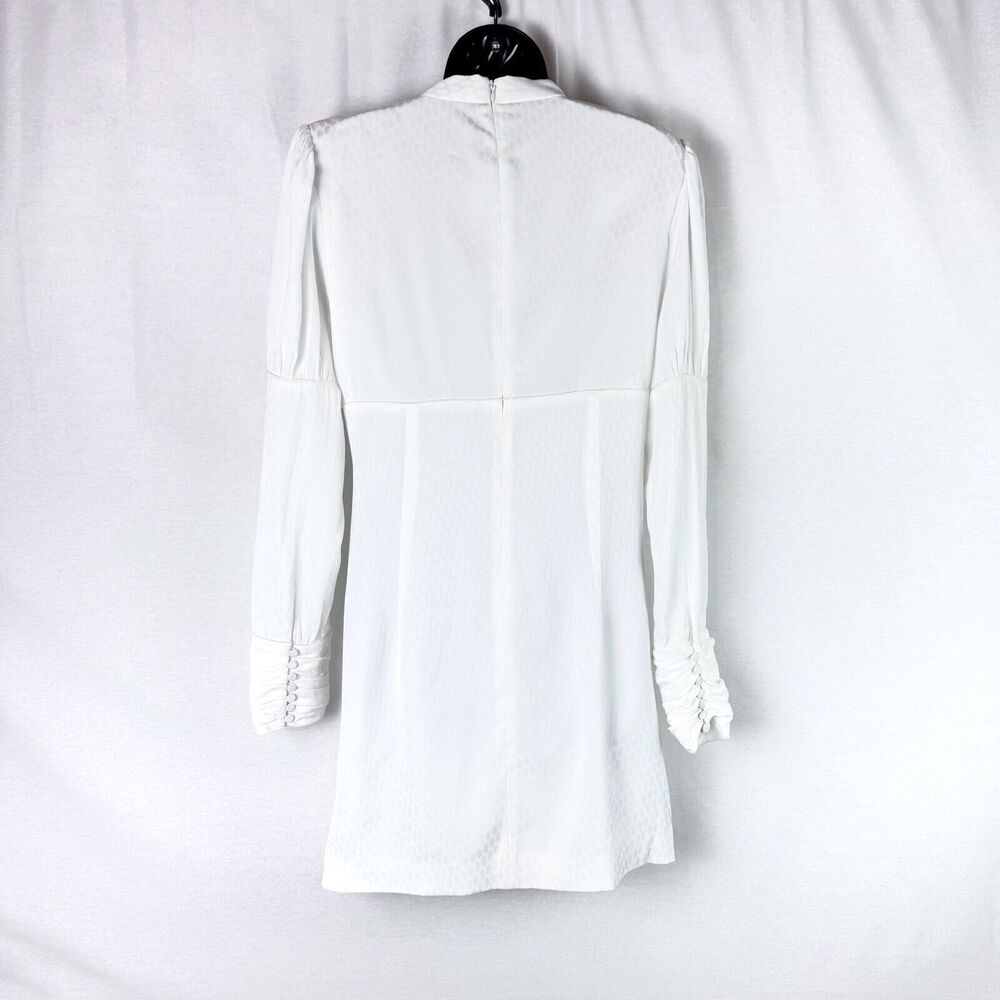 ALEXIS Lindon White Jacquard Shirt Mini Dress Long Sleeve Cocktail Bridal Large - Picture 3 of 8